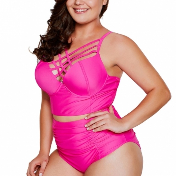 Rosy Strappy Neck Detail High Waist Swimsuit - Picture 4 of 5